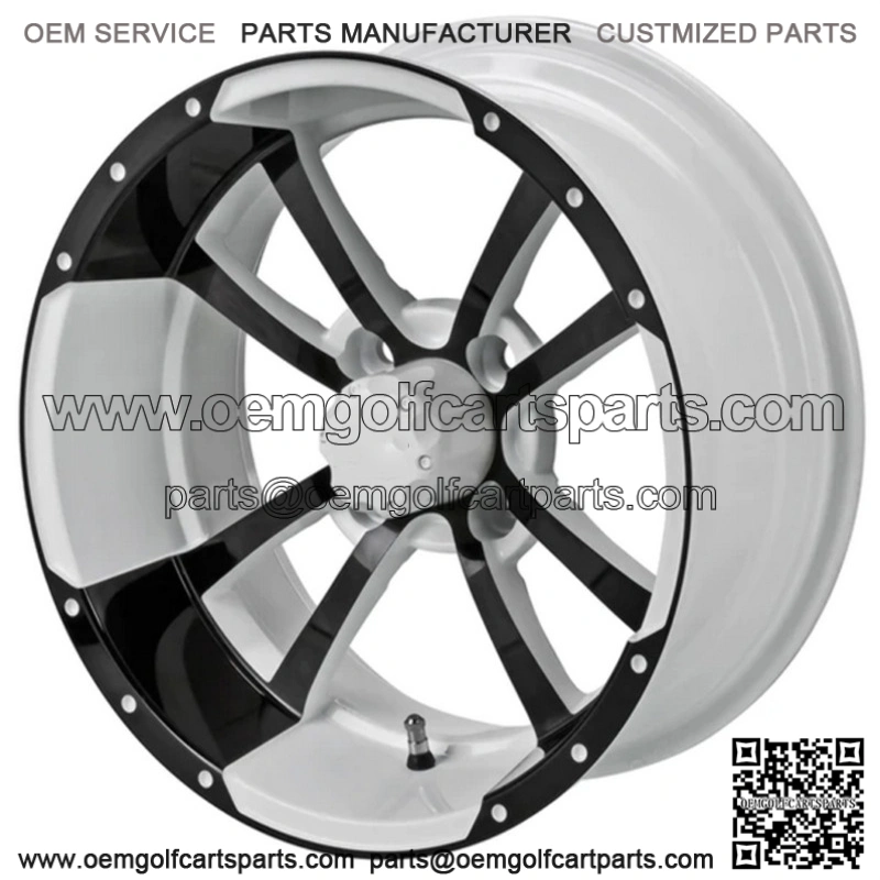 Revenge 14x7 Maltese Cross Black & White Golf Cart Wheel 3:4 Offset