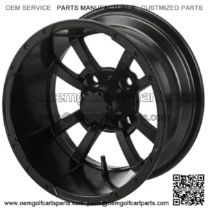 Revenge 14x7 Maltese Cross Matte Black Golf Cart Wheel 3:4 Offset
