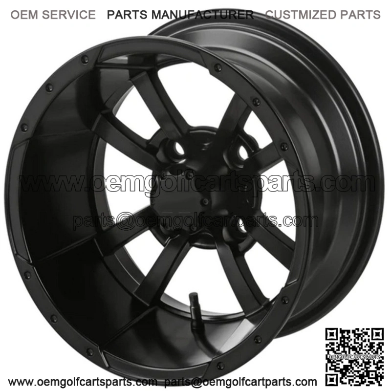 Revenge 14x7 Maltese Cross Matte Black Golf Cart Wheel 3:4 Offset