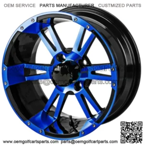 Revenge 14x7 Raptor Black & Blue Golf Cart Wheel 3:4 Offset