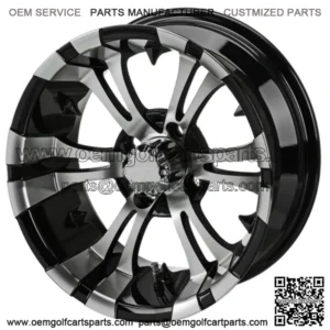 Revenge 15x7 Warlock Black & Machined Golf Cart Wheel 3:4 Offset