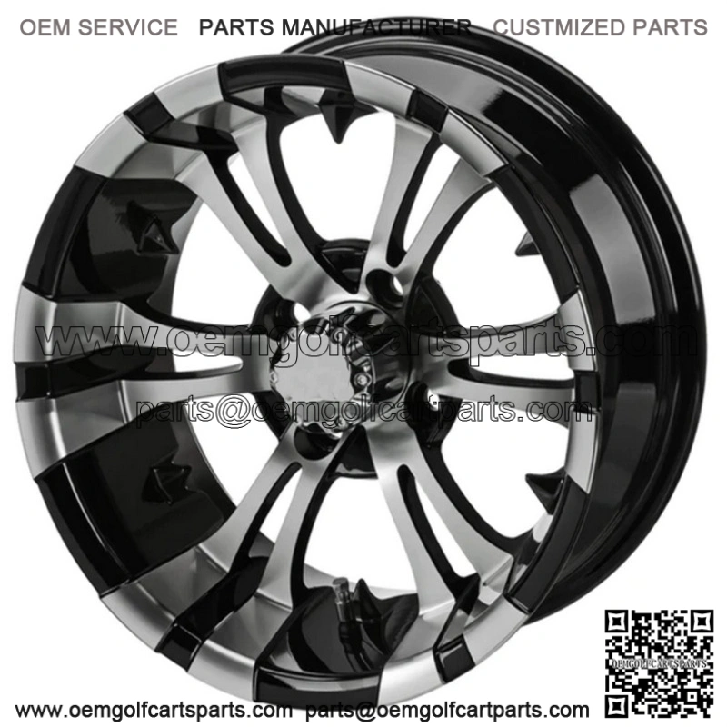Revenge 15x7 Warlock Black & Machined Golf Cart Wheel 3:4 Offset