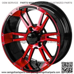 Revenge 14x7 Raptor Black & Red Golf Cart Wheel 3:4 Offset