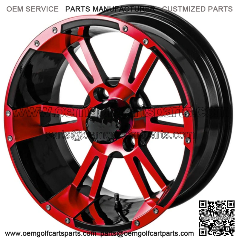 Revenge 14x7 Raptor Black & Red Golf Cart Wheel 3:4 Offset