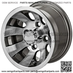 Revenge 10" Gunslinger Gun Metal Gray & Machined Golf Cart Wheel 3:4 Offset