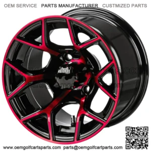 Revenge 14x7 Ninja Black & Red Golf Cart Wheel 3:4 Offset