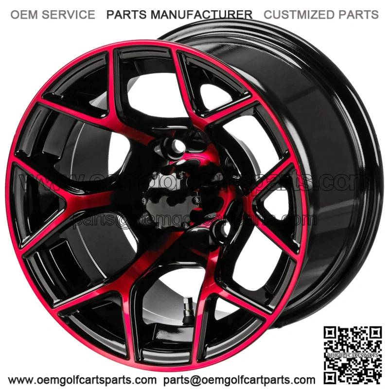 Revenge 14x7 Ninja Black & Red Golf Cart Wheel 3:4 Offset
