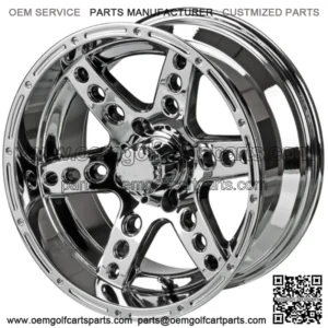 Revenge 14x7 Chaos Chrome Mirror Golf Cart Wheel 3:4 Offset