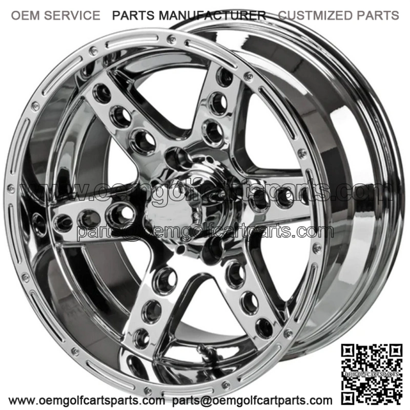 Revenge 14x7 Chaos Chrome Mirror Golf Cart Wheel 3:4 Offset