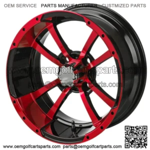 Revenge 12x7 Maltese Cross Black & Red Golf Cart Wheel 2:5 Offset