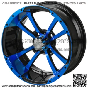 Revenge 12x7 Maltese Cross Black & Blue Golf Cart Wheel 2:5 Offset