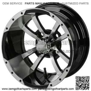 Revenge 12" Maltese Cross Black & Machined Golf Cart Wheel 2:5 Offset
