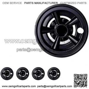 Golf Cart Hubcaps 8 Inch Set of 4, Shiny Wheel Covers for EZGO, Club Car, Yamaha Golf Carts- Black/Sliver