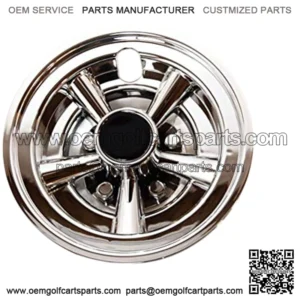 4X 8 Golf Cart Hub Caps Chrome Pop in Design Universal EZGO, Club Car, Yamaha