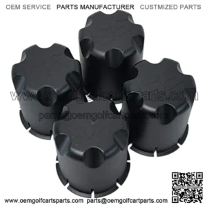 Golf Cart Wheel Rim 'SS' Matt Black Center Caps for Golf Cart UTV ATV(Set of 4)