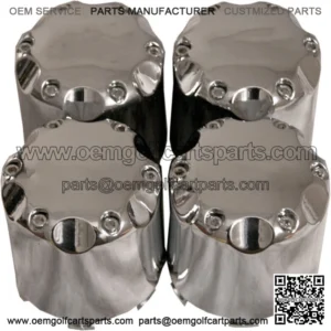4 Chrome Center Caps for Golf Carts, Fits Club Car, EZGO Cart Wheels
