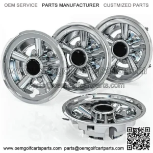 8 Inch Golf Cart Wheel Covers Hub Caps for EZGO Club Car Yamaha,Set of 4-Chrome