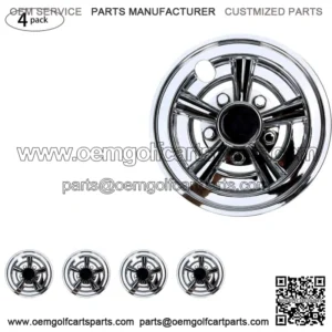 Chrome Golf Cart Hub Caps 8 inch Wheel Covers for EZGO Club Car Yamaha, 4PCS