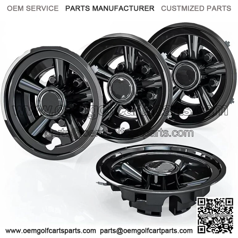 Black Golf Cart Wheel Covers Hub Caps for Yamaha Club Car E-Z-GO 8" Wheel