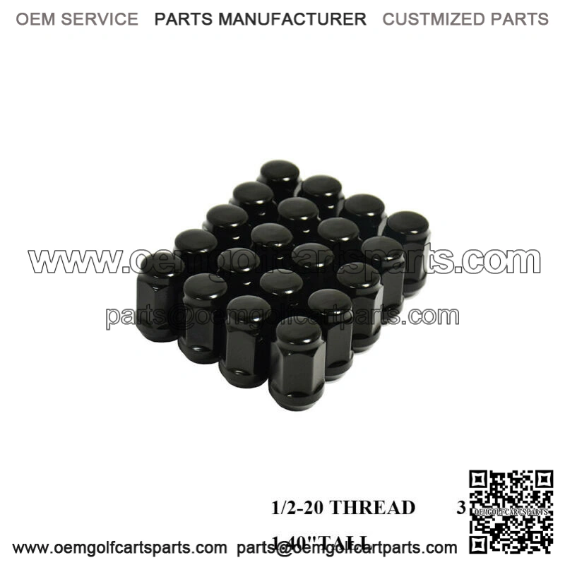 16PC EZ-GO CLUB CAR GOLF CART BLACK LUG NUTS 1/2"-20 CLOSED END FOR GOLF CARTS