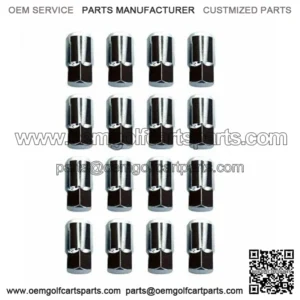 Chrome Long Lug Nut Set (16) for EZGO and Club Car Golf Carts