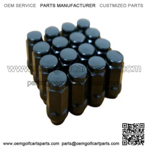 16 Pack of BLACK Metric Threaded Golf Cart Lug Nuts (Yamaha Golf Carts and STAR EV)