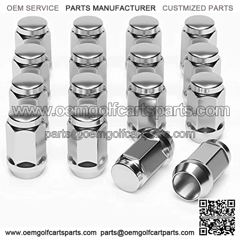 1/2-20 Wheel Lug Nuts for EZGO & Club Car Golf Cart, Closed End Bulge Acorn 60 Degree Conical Seat, 3/4" Hex, Set of 16