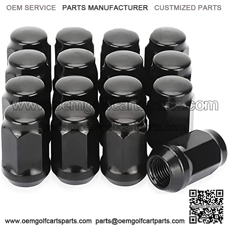 Golf Cart Chrome Wheel Lug Nut, 1/2-20 Size for EZGO & Club Car (16 Pack Black Closed End Lug Nuts)
