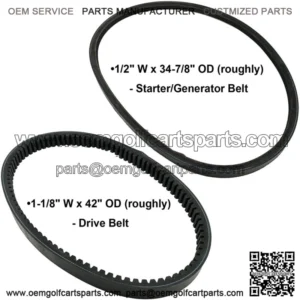 Drive Starter Generator Belt Set Fit for EZGO Gas Golf Cart 94-13 4Cycle TXT RXV