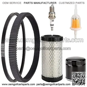 Golf Cart Tune Up Kit and Drive & Starter Belt Kit fit EZGO TXT RXV 2008-2011 Gas Models with Kawasaki Motor,OEM# 606136, 606138