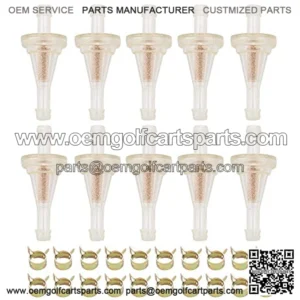 10pcs Clear Inline ATV Fuel Filter 1/4" Compatible with 81-0221 Fuel Filter Snowmotor Scooter UTV Golf Cart Quad EZGO kawasaki 40-70 Micron