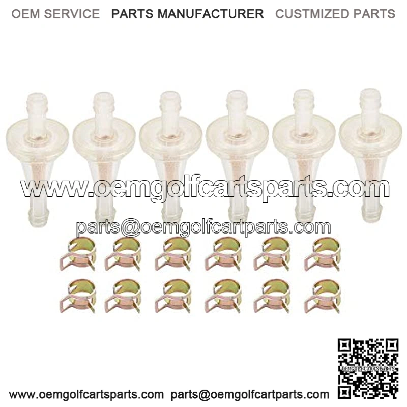 6 Packs 40-70 Micron Fuel Filter Clips Clamp Replacement for Kawasaki Yamaha Snow Motor Scooter ATV UTV Golf Cart for 1/4" Inline Gas Fuel Line