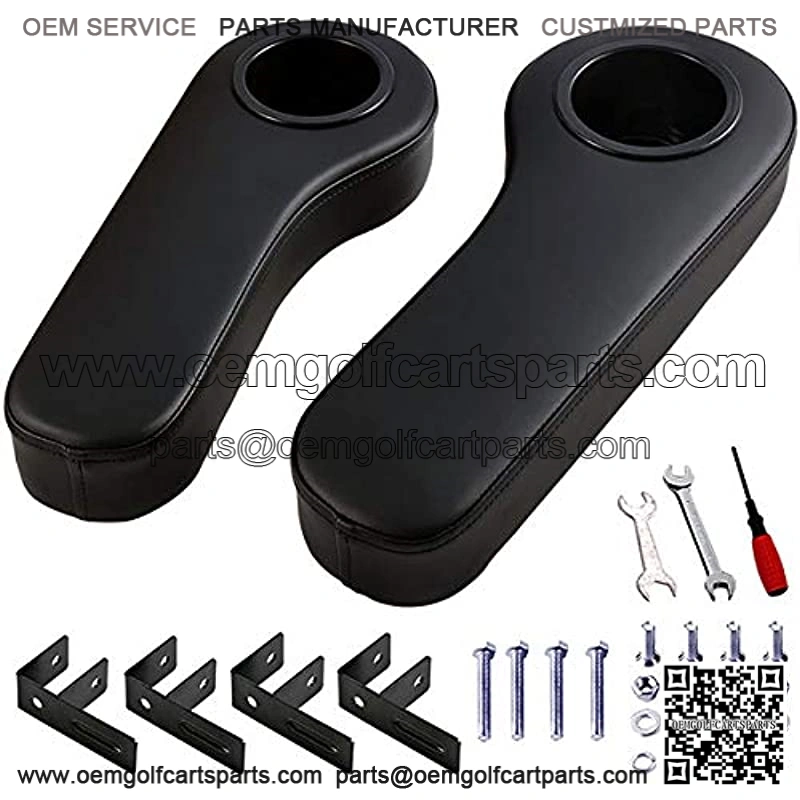 Golf Cart Armrest with Cup Holder for EZGO Club Car Yamaha - Upgrade Support Frame/No Drilling Required - Black/Beige/Gray