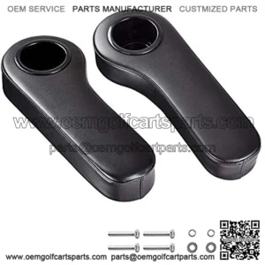 Golf Cart Rear Seat Arm Rest Cushion Cup Holder Black for EZGO, Club Car, Yamaha, More (2pcs)