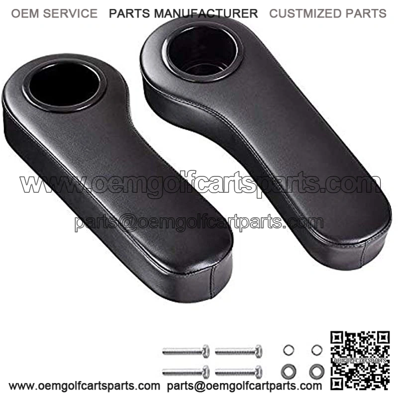 Golf Cart Rear Seat Arm Rest Cushion Cup Holder Black for EZGO, Club Car, Yamaha, More (2pcs)