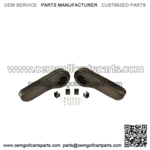 Black Golf Cart Rear Seat Arm Rests w/ Cup Holders- No Drilling Required!!!