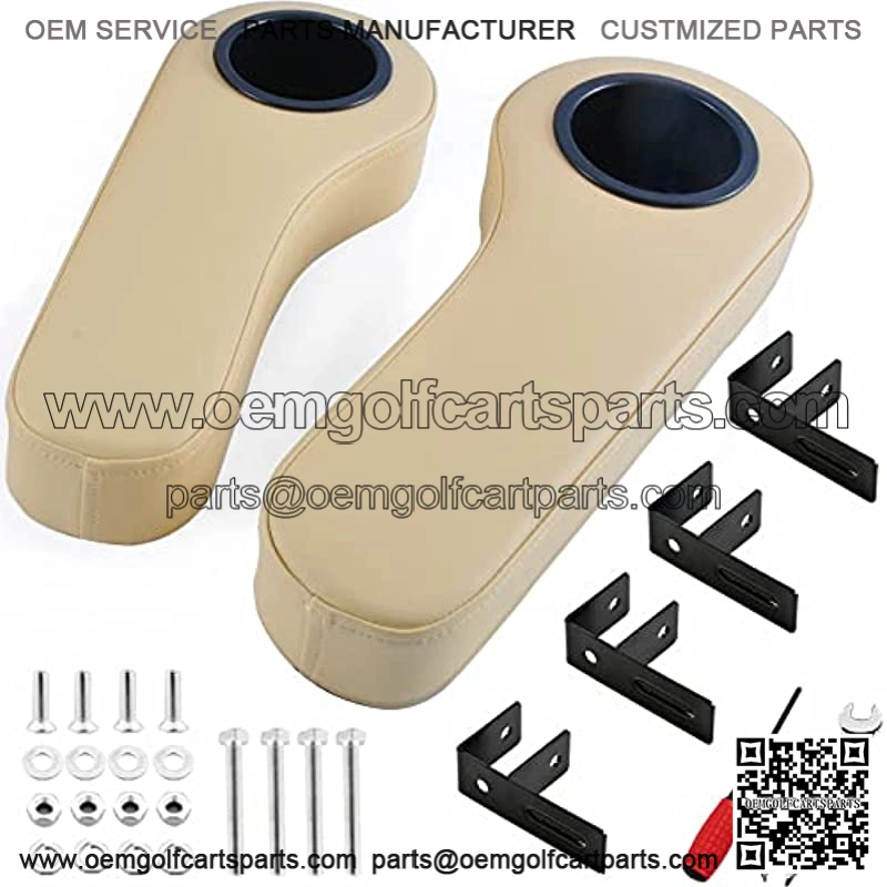 Golf Cart Armrest with Cup Holder for EZGO Club Car Yamaha - Upgrade Support Frame/No Drilling Required - Just Only Fit 1.0" Square Tube Frame