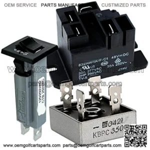 Golf Cart Charger 22110 Model Club Car Powerdrive 2 Charger Repair Kit, (Qty: 1 SPST 30A 48VDC Relay, Qty: 1 30A Rectifier Qty: 1 Breaker Circuits