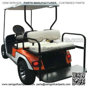 Golf Cart Rear Seat Kit - OFF WHITE (matches factory seat color) - Flip Seat w/ Cargo Bed & FREE Grab Bar