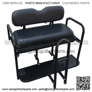 Yamaha Drive (G29) Golf Cart Rear Seat Kit - BLACK (Flip Seat w/ Cargo Bed & FREE Grab Bar)