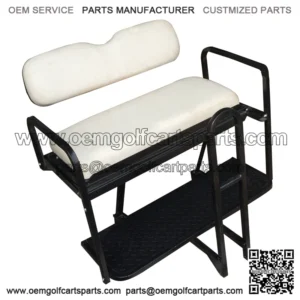 Precedent Golf Cart Rear Seat Kit - WHITE (Flip Seat w/ Cargo Bed & Free Grab Bar)