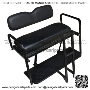 Precedent Golf Cart Rear Seat Kit - BLACK (Flip Seat w/ Cargo Bed & Free Grab Bar)