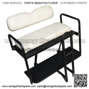 Precedent Golf Cart Rear Seat Kit - PURE WHITE (Flip Seat w/ Cargo Bed & Free Grab Bar)