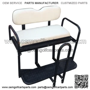 Golf Cart Rear Seat Kit - Pure WHITE (Flip Seat w/ Cargo Bed & FREE Grab Bar)