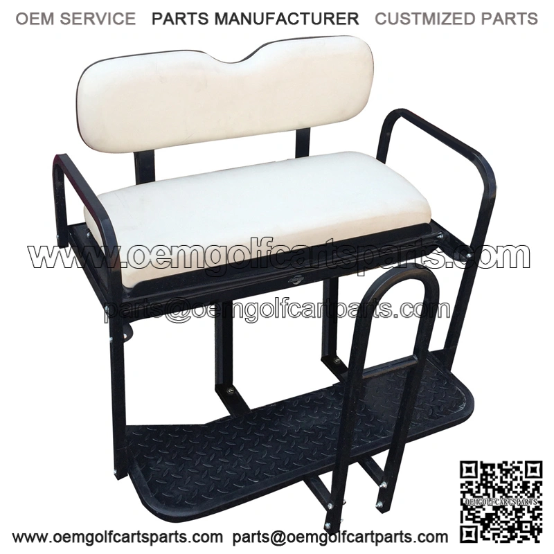 Golf Cart Rear Seat Kit - Pure WHITE (Flip Seat w/ Cargo Bed & FREE Grab Bar)