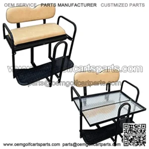 Performance Plus Carts EZGO TXT Golf Cart Rear Flip Back Seat Kit - Factory Tan (Fits 1995-2013)