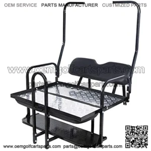 Flip Folding Rear Back Flip Seat Kit Compatible with 1982-2000.5 Club Car DS Golf Cart W/Free Grab Bar & Roof Support