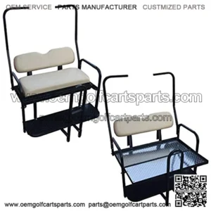 Performance Plus Carts Club Car DS Golf Cart Rear Flip Back Seat Kit for 1982-2000.5 - Factory Buff - Light Tan
