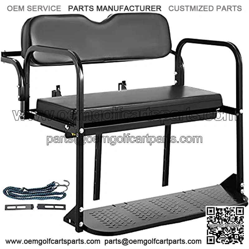 Golf Cart Rear Seat, Club Car Rear Seat Compatible with EZGO TXT & TXT48 1994+, Heavy Duty Golf Cart Back Seat 1102 lbs Capacity, Golf Cart Flip Folding Rear Back Seat Kit Steel Frame - Tan