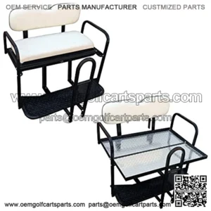 Performance Plus Carts EZGO TXT Golf Cart Rear Flip Back Seat Kit - Factory White